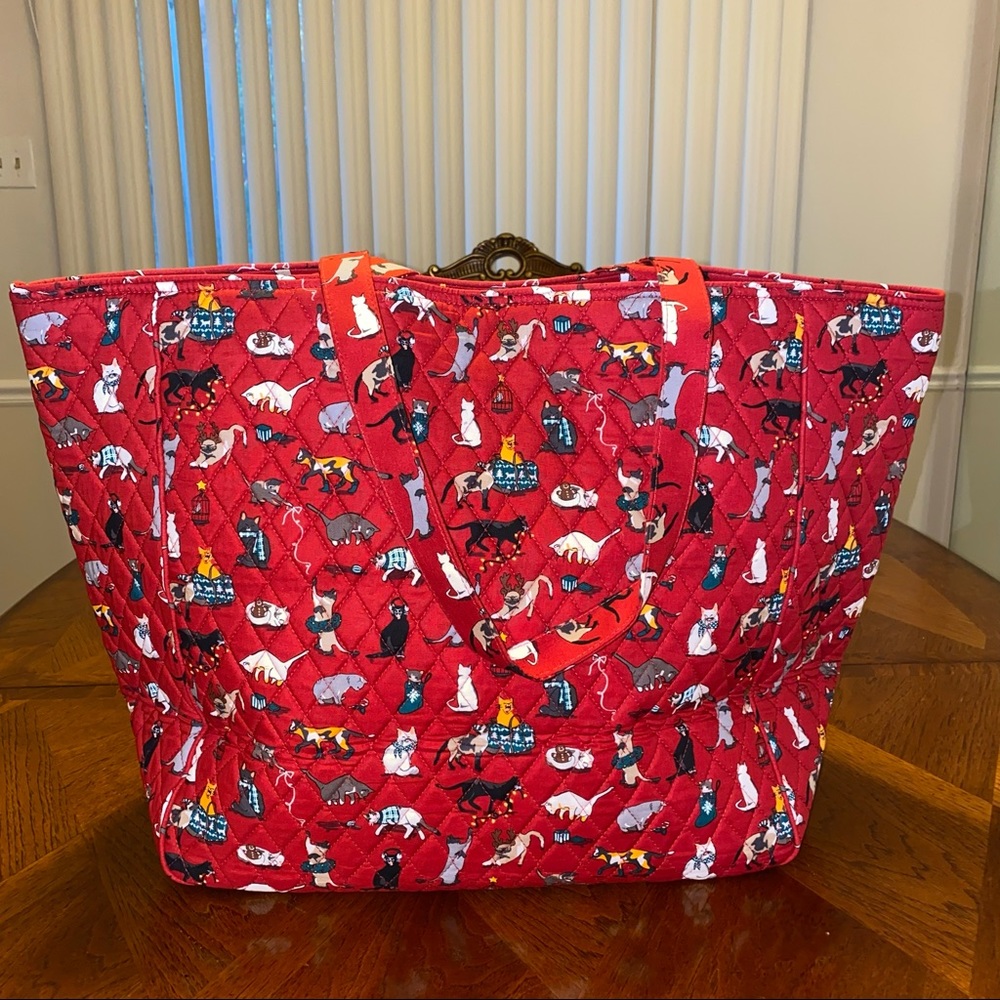 NWT Vera Bradley Grand Tote Holiday Cats - Picture 3 of 7